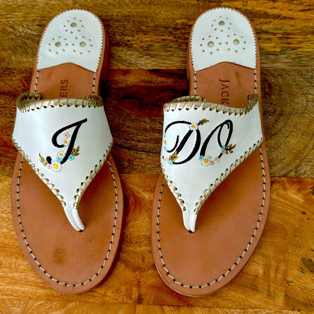 Jack Rogers “i do” sandals.  Worn once. Size 10.